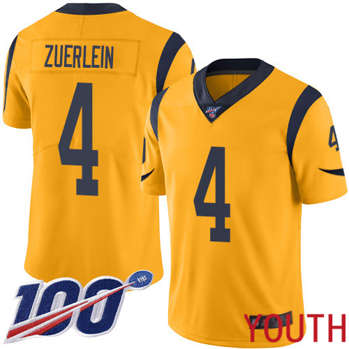 Los Angeles Rams Limited Gold Youth Greg Zuerlein Jersey NFL Football 4 100th Season Rush Vapor Untouchable